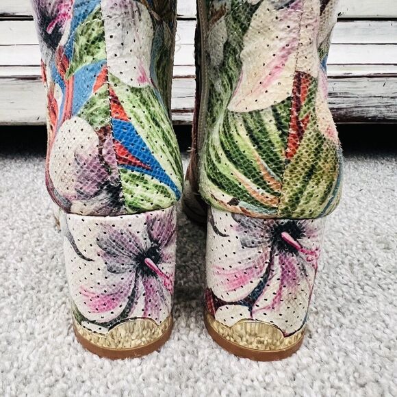 Unique JB Easos Geal Beautiful Floral Pull on Knee High Heeled Boots ~ Size 5.5 - Picture 6 of 10